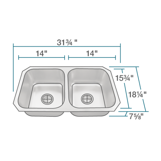 US1022 Double Bowl Stainless Steel Sink