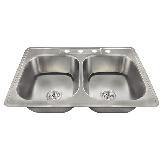 US1022T Topmount Double Equal Bowl Stainless Steel Sink