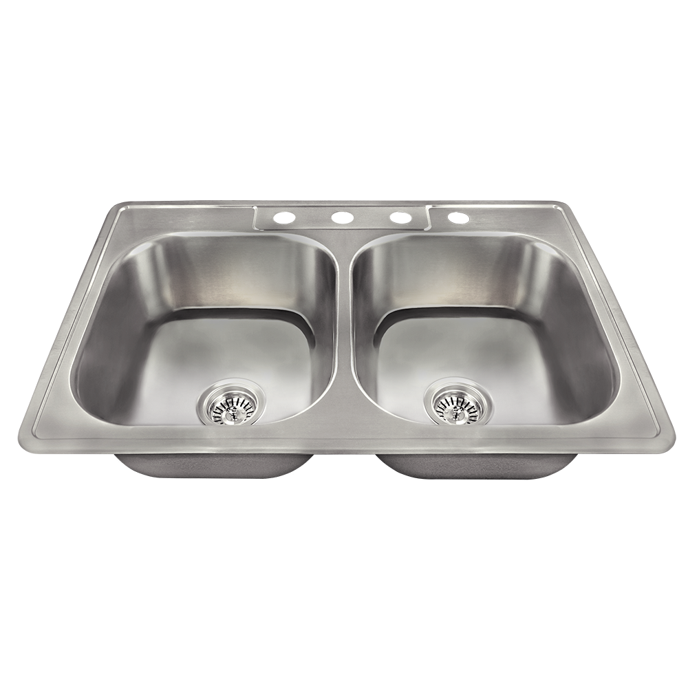 US1022T Topmount Double Equal Bowl Stainless Steel Sink