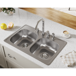 US1022T Topmount Double Equal Bowl Stainless Steel Sink