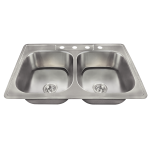 US1022T Topmount Double Equal Bowl Stainless Steel Sink