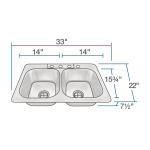 US1022T Topmount Double Equal Bowl Stainless Steel Sink