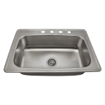 US1030T Single Bowl Topmount Stainless Steel Sink