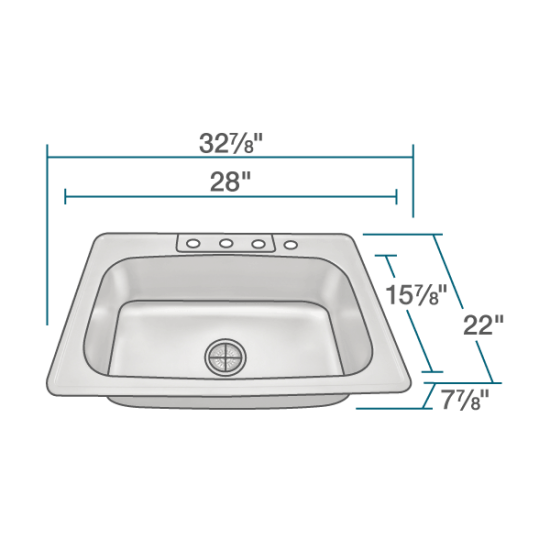 US1030T Single Bowl Topmount Stainless Steel Sink