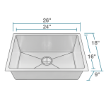 2620S-16 Single Bowl 3/4" Stainless Steel Sink