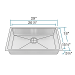 2905S Single Bowl 3/4" Radius Stainless Steel Sink