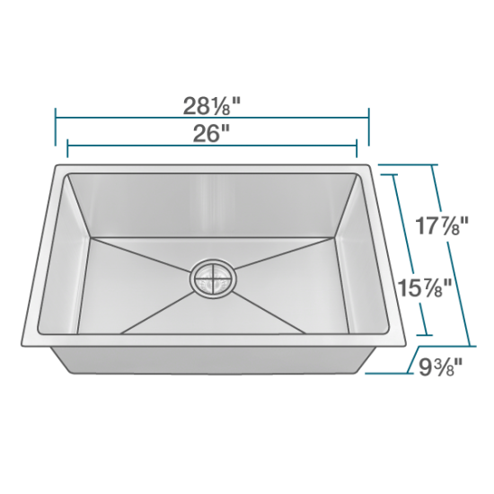 2920S-16 Single Bowl 3/4" Radius Stainless Steel Sink