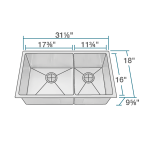 3160L-14 Double Bowl 3/4" Stainless Steel Sink