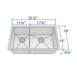 3160R-14 Double Bowl 3/4" Stainless Steel Sink