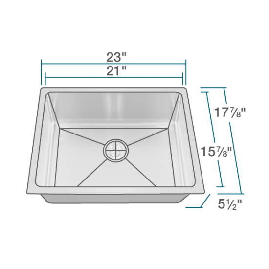 ADA1823 Stainless Steel Single Bowl 3/4" Radius Kitchen Sink