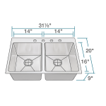 T3120D Topmount 3/4" Radius Stainless Steel Sink