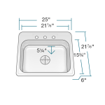 ADAT2318 Single Bowl Stainless Steel ADA Sink