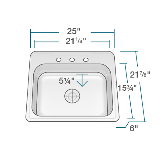 ADAT2318 Single Bowl Stainless Steel ADA Sink