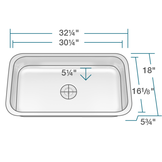 ADA3218C Single Bowl Undermount Stainless Steel ADA Sink