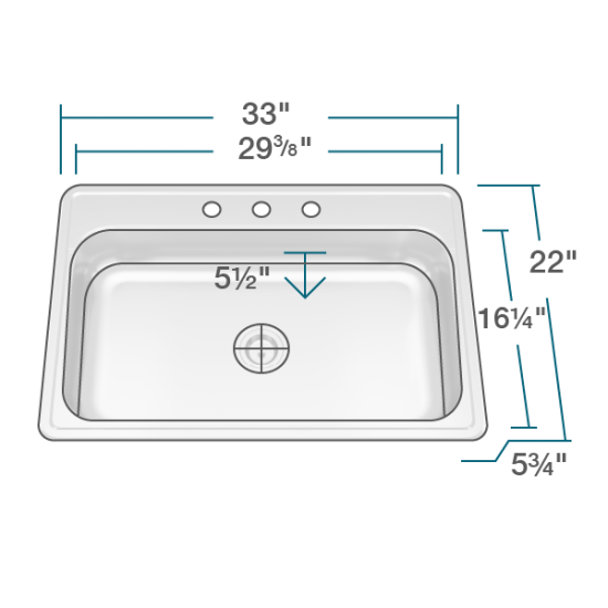 ADAT550S Single Bowl Stainless Steel ADA Sink