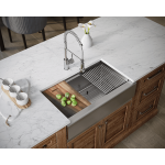 405-Ledge Single Bowl Stainless Steel Apron Workstation Sink