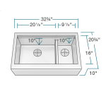 407L-Ledge Offset Double Bowl Stainless Steel Apron Workstation Sink, Left