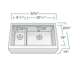 407R-Ledge Offset Double Bowl Stainless Steel Apron Workstation Sink, Right