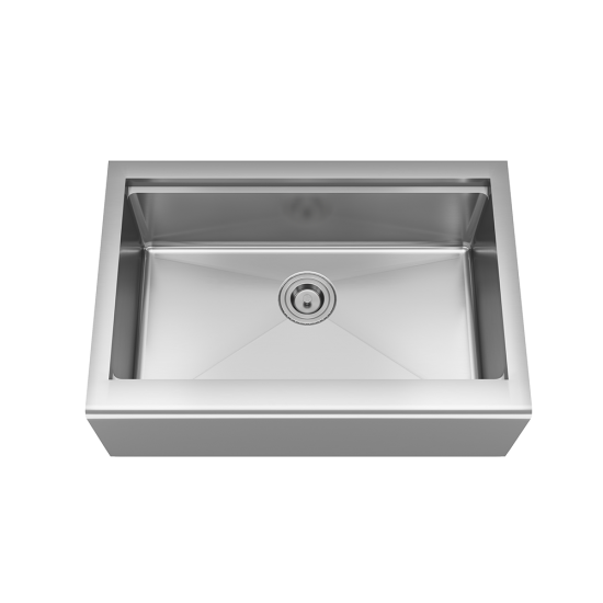 409-Ledge Single Bowl Stainless Steel Apron Workstation Sink