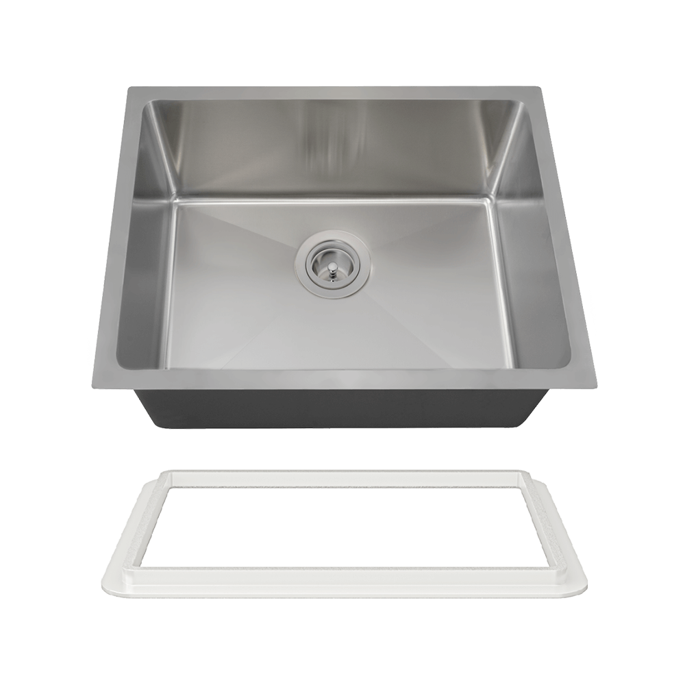 1823-SLW Stainless Steel Single Bowl 3/4" Radius Kitchen Sink with White SinkLink