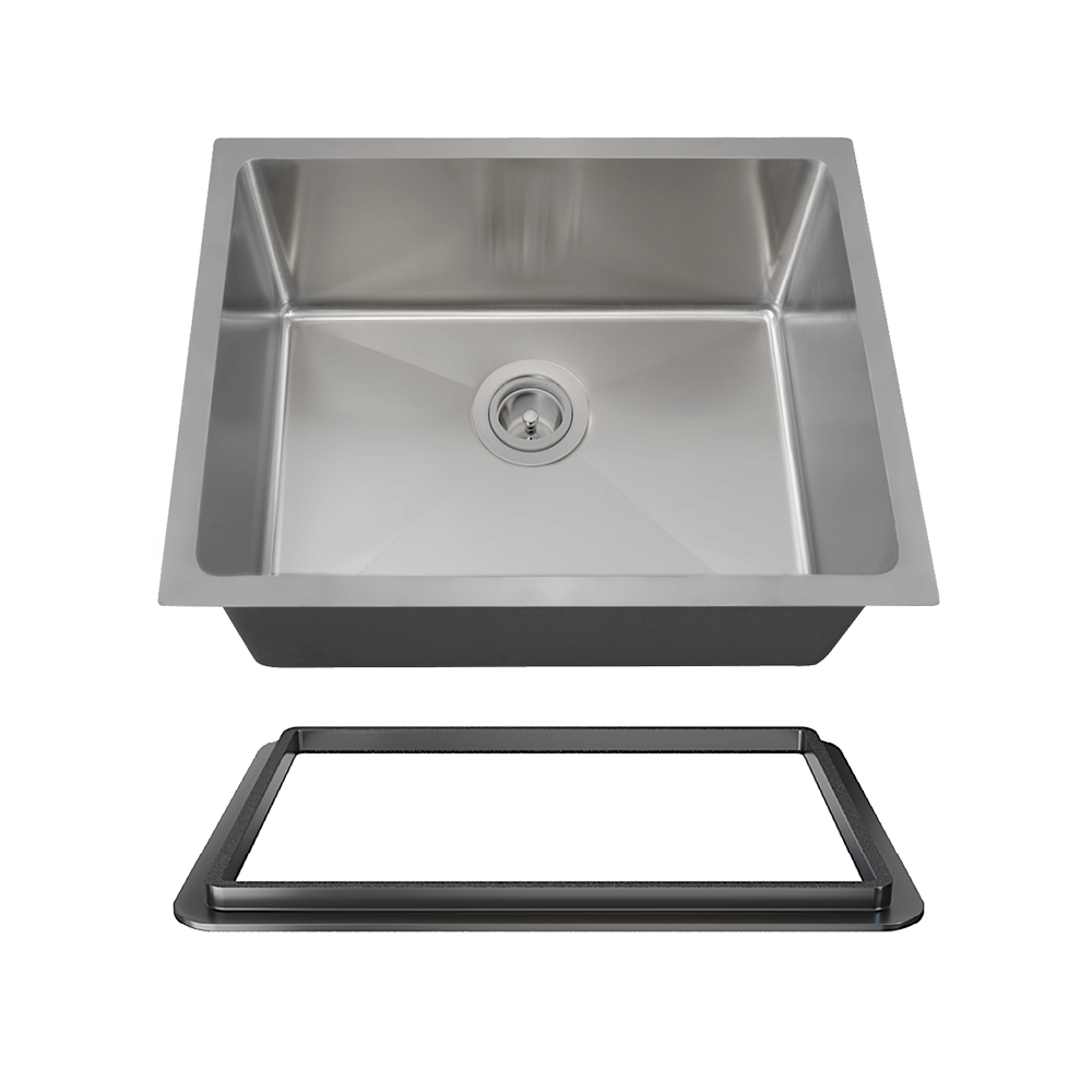 1823-SLBL Stainless Steel Single Bowl 3/4" Radius Kitchen Sink with Black SinkLink