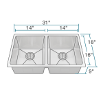 3120D-SLG Undermount 3/4" Radius Sink with Gray SinkLink