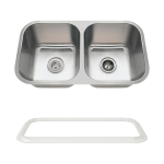 3218A-SLW Double Bowl Undermount Stainless Steel Sink with White SinkLink