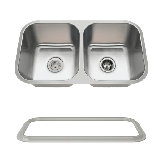 3218A-SLG Double Bowl Undermount Stainless Steel Sink with Gray SinkLink