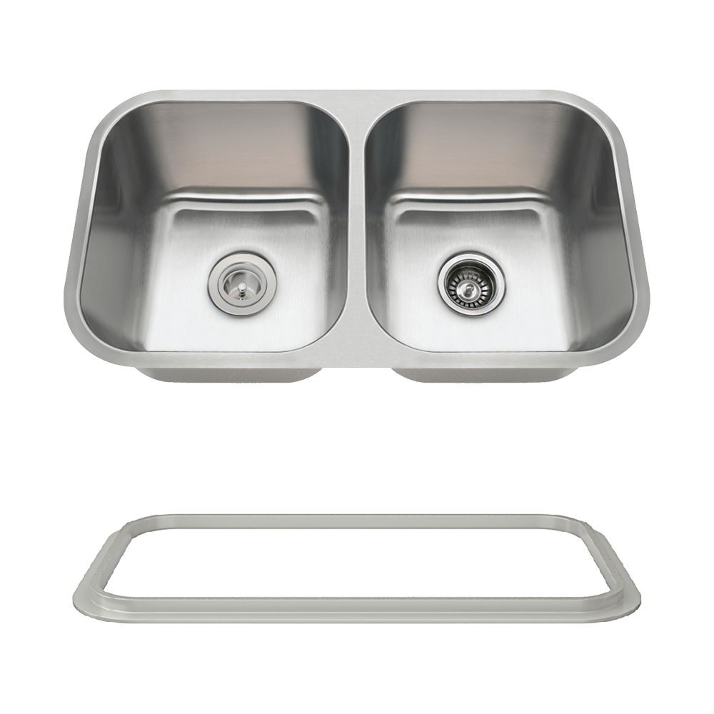 3218A-SLG Double Bowl Undermount Stainless Steel Sink with Gray SinkLink