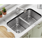 3218A-SLBL Double Bowl Undermount Stainless Steel Sink with Black SinkLink