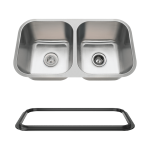 3218A-SLBL Double Bowl Undermount Stainless Steel Sink with Black SinkLink