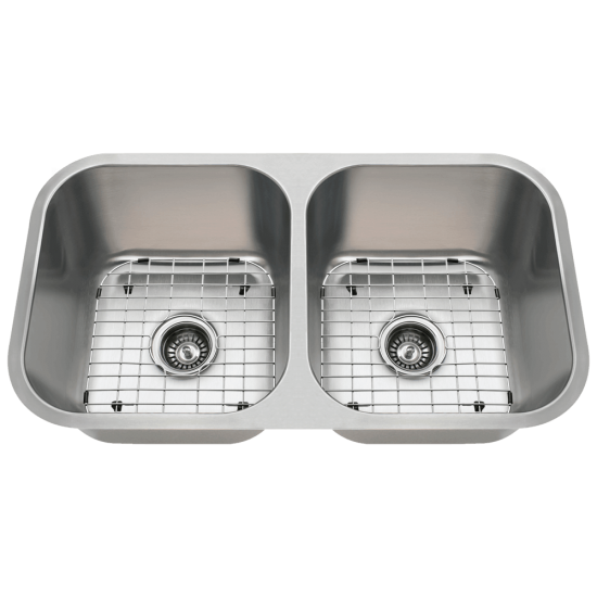 3218A-16-SLBL Double Bowl Undermount Stainless Steel Sink with Black SinkLink