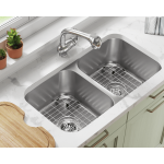 3218A-16-SLW Double Bowl Undermount Stainless Steel Sink with White SinkLink