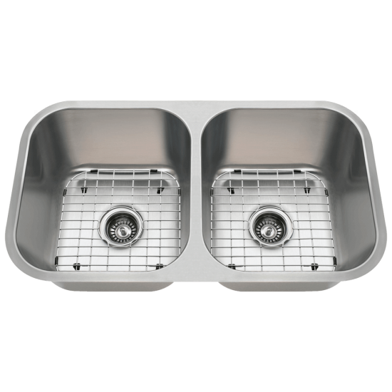 3218A-16-SLG Double Bowl Undermount Stainless Steel Sink with Gray SinkLink
