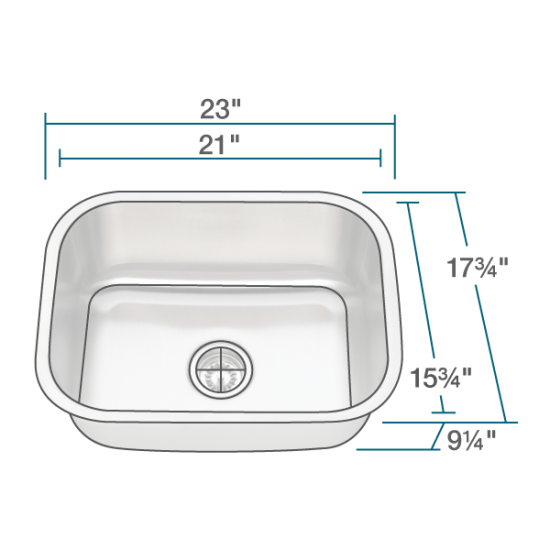 2318-16-SLBL Single Bowl Stainless Steel Kitchen Sink with Black SinkLink