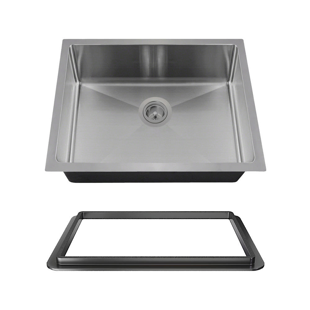 ADA1823-SLBL Stainless Steel Single Bowl 3/4" Radius ADA Kitchen Sink with Black SinkLink