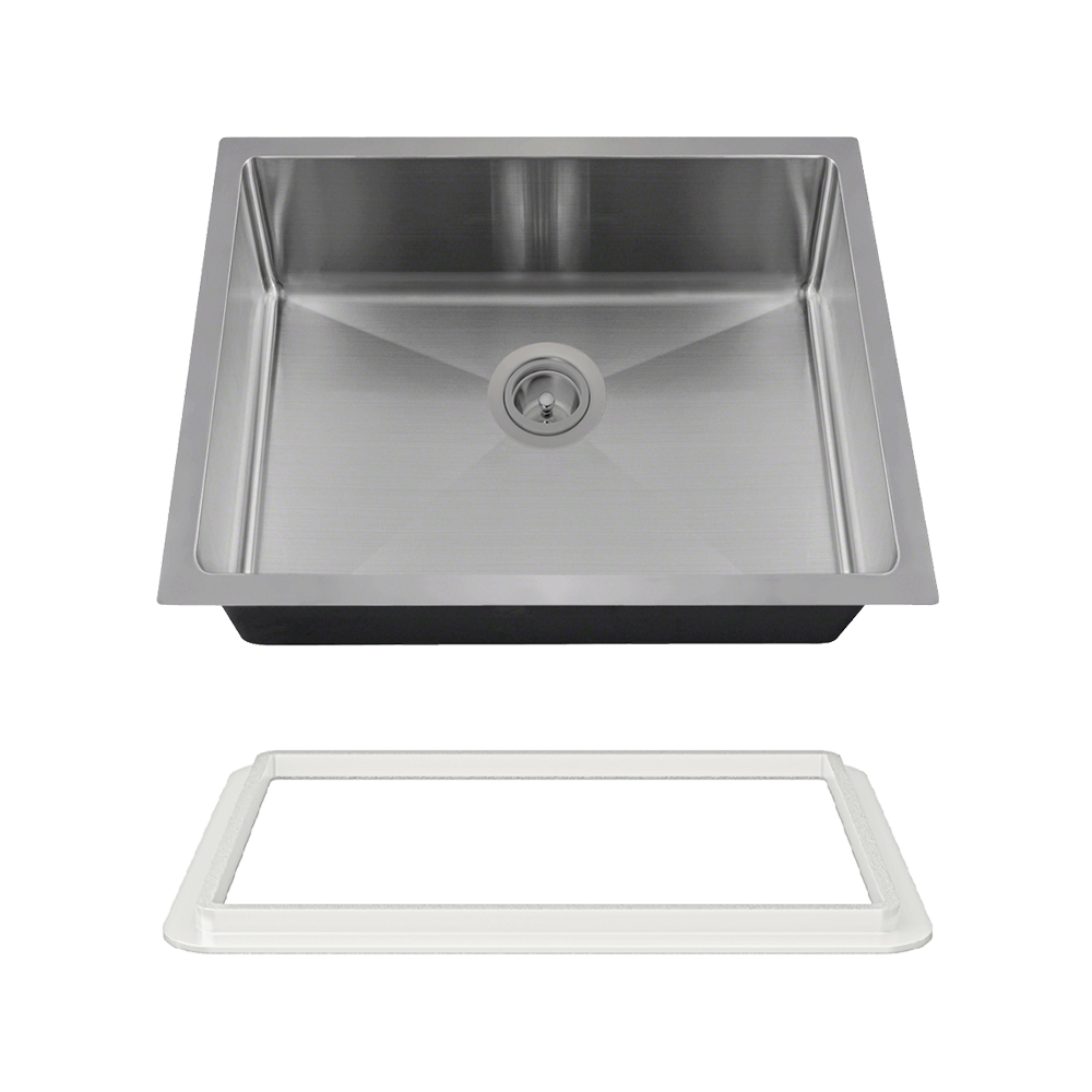 ADA1823-SLW Stainless Steel Single Bowl 3/4" Radius ADA Kitchen Sink with White SinkLink