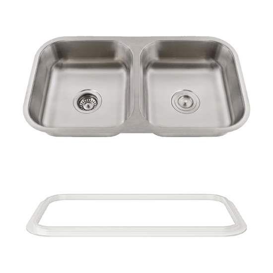 ADA3218A-SLG Double Bowl Stainless Steel ADA Sink with Gray SinkLink