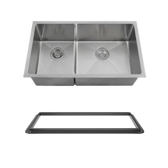 3160R-16-SLBL Double Bowl 3/4" Stainless Steel Sink with Black SinkLink