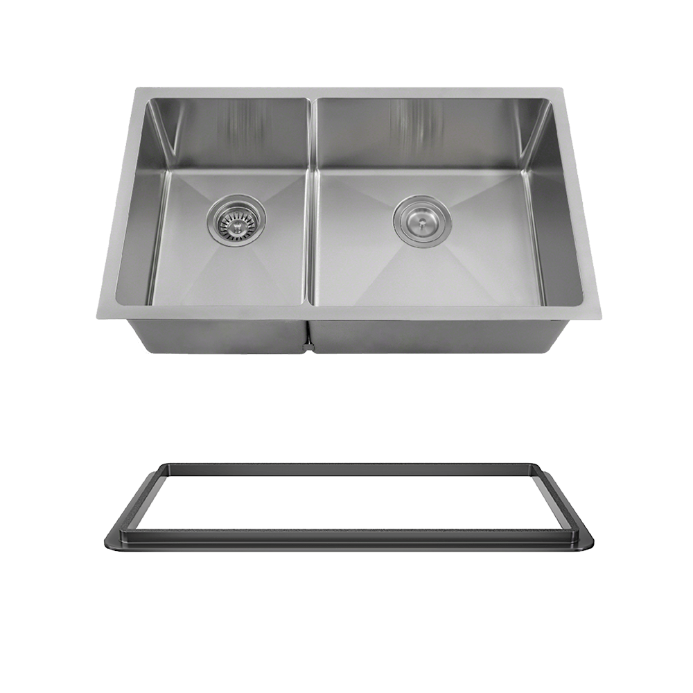 3160R-16-SLBL Double Bowl 3/4" Stainless Steel Sink with Black SinkLink