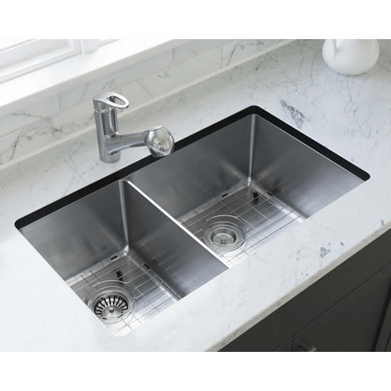 3160R-16-SLBL Double Bowl 3/4" Stainless Steel Sink with Black SinkLink