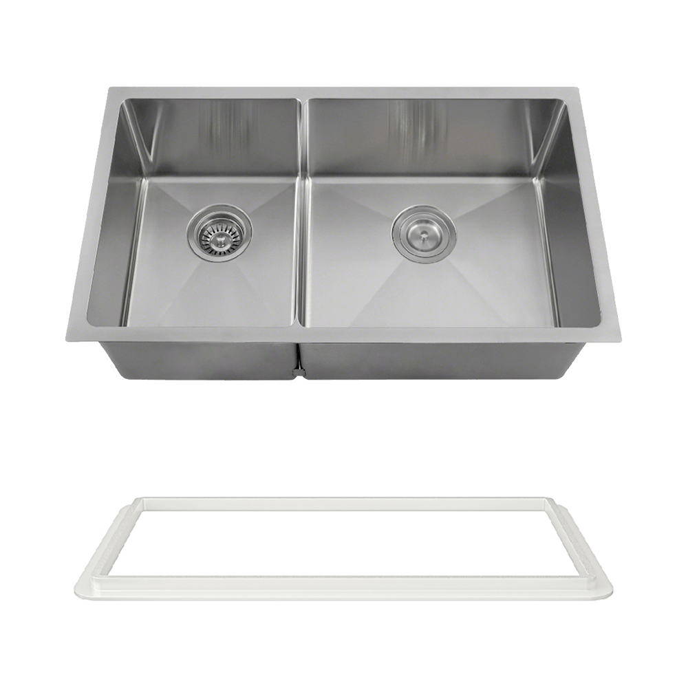 3160R-16-SLW Double Bowl 3/4" Stainless Steel Sink with White SinkLink