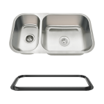 3218BR-SLBL Offset Double Bowl Undermount Stainless Steel Sink with Black SinkLink