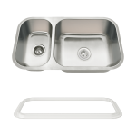 3218BR-SLW Offset Double Bowl Undermount Stainless Steel Sink with White SinkLink