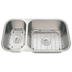 3218BR-16-SLW Offset Double Bowl Undermount Stainless Steel Sink with White SinkLink