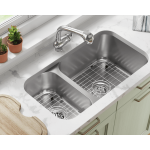 3218BR-16-SLG Offset Double Bowl Undermount Stainless Steel Sink with Gray SinkLink