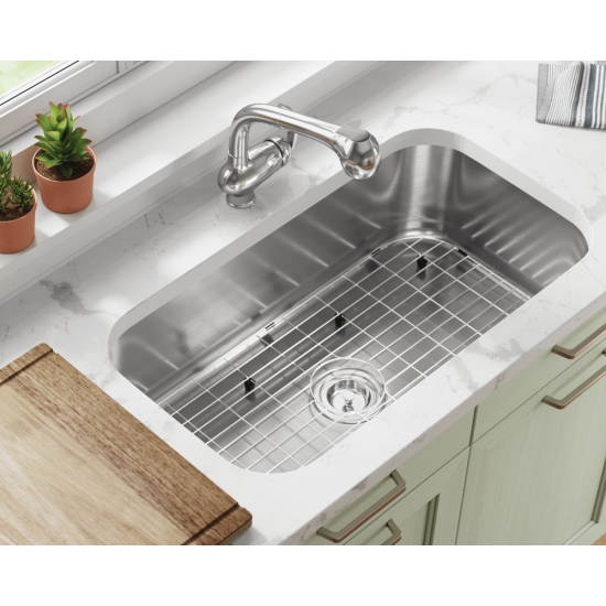 3218C-16-SLW Single Bowl Undermount Stainless Steel Sink with White SinkLink