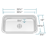 ADA3218C-SLBL Single Bowl Undermount Stainless Steel ADA Sink with SinkLink