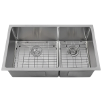 3160L-16-SLBL Double Bowl 3/4" Radius Stainless Steel Sink with Black SinkLink
