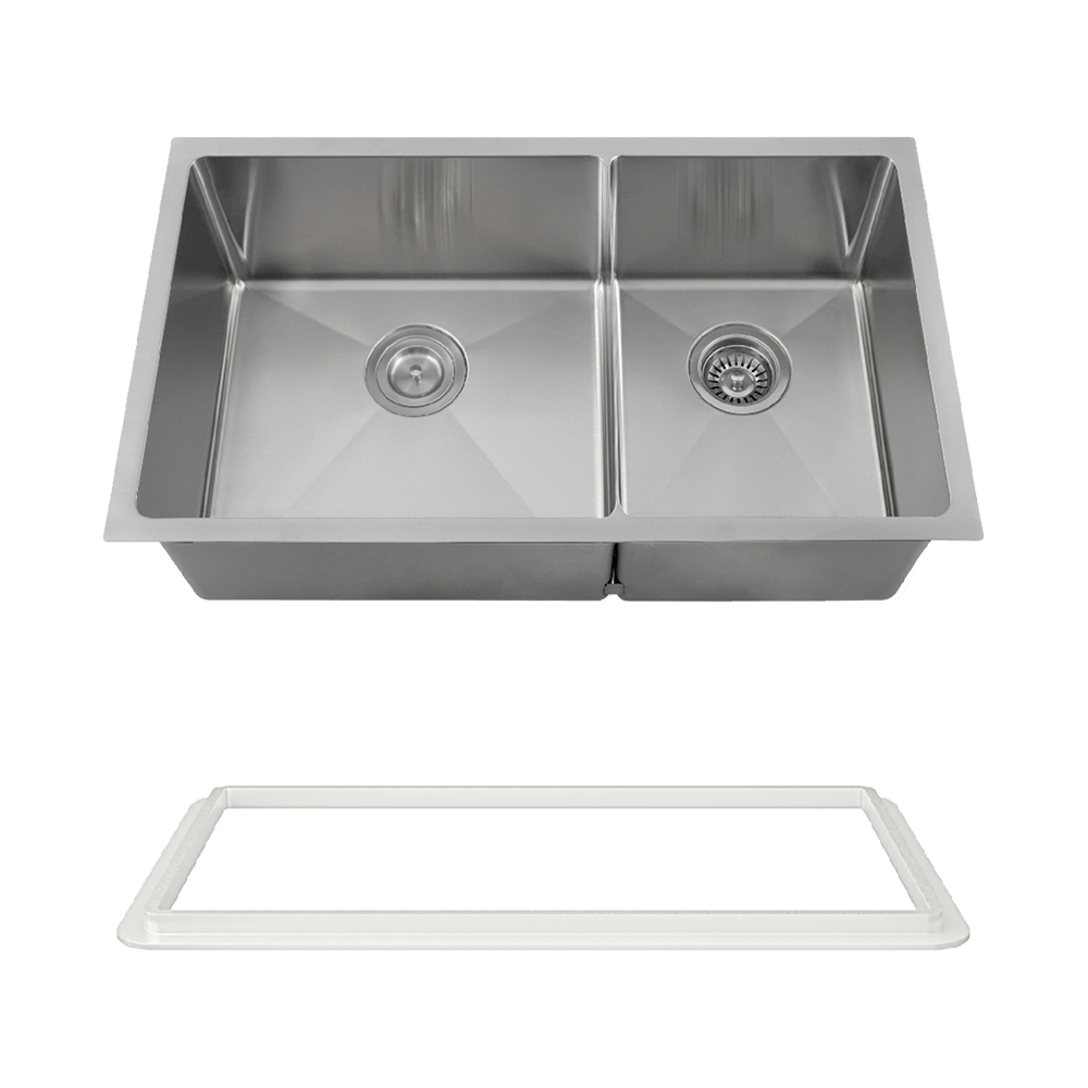 3160L-16-SLG Double Bowl 3/4" Radius Stainless Steel Sink with Gray SinkLink